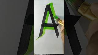 easy Beautiful A letter 3d drawing by acrylic colour 😱 #shorts