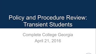 Policy and Procedure Review Transient Students webinar