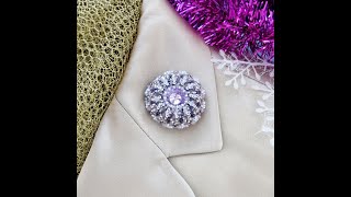 Круглая пудровая брошь. Women's Jewelry. Crystal round brooch pin. Lilac pin brooch ☃️☃️☃️