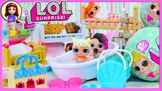 LOL Lil Sister Dolls Wave 2 Bath \u0026 Bedtime Surprise Blind Ball Bags Unboxing Play