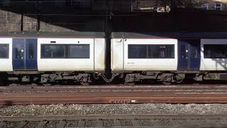 TFL Rail Aventra class 345 train racing a Greater Anglia/Stansted Express train class 387