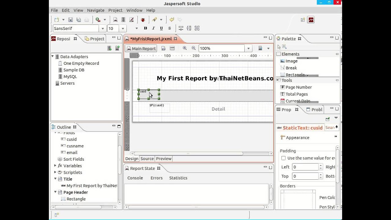 Jaspersoft Studio New Version Of Ireport Tutorial 1 Youtube