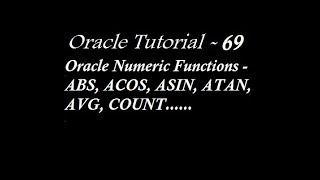 Numeric Functions in Oracle Database
