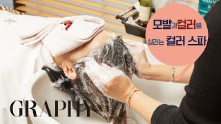 [그라피TV] 미용인들 보아요! 헤어 컬러 후 모발을 살리는 헤드스파  Korean Salon's Head spa tutorial for removing the residue