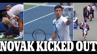 Novak Djokovic is DISQUALIFIED from the US Open for hitting a ball at a line judge