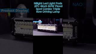 Nilight Led Light Pods 2PC 4Inch 60W Flood Spot Combo Triple Row Driving Lamp Roof Bumper Off Road