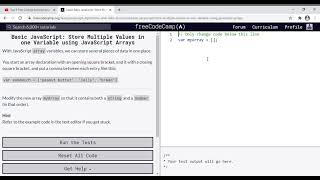 38 - Learn Basic JavaScript Store Multiple Values in one Variable using JavaScript