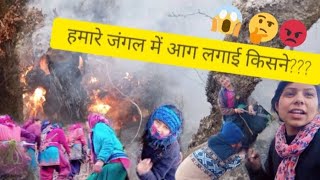 हमारे गांव में आग लगने पर गांव वाले सब गए बुझाने आखिर कार आग लगाई किसने 😱😡😠🤔#pahadivloger #fire