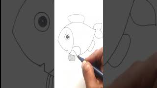 easy  fish drawing,dolphin drawing,dolphin playing with balldrawing