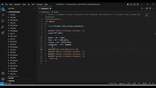 Kilometers to Meters, Feet, Inches, and Centimeters | C-Programming | Visual Studio code
