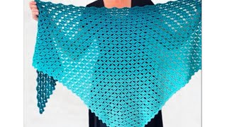 شال كروشية مثلث سهل جدا للمبتدئين/Easy crochet shawl #شال_كروشيه #crochet_shawl