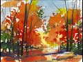 Quick Watercolor Painting - Autumn Landscape by Sumiyo Toribe