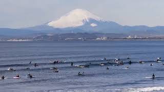 ２０２２年１月１５日（土）／江ノ島～鵠沼海岸～富士山：晴れてます。風は弱めで波は膝～腰くらい。