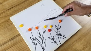 How To Draw Easy Floral Landscape / Acrylic / Painting Technique / 365 Days Challenge(Day#212)