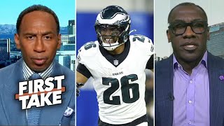 FIRST TAKE | Eagles are Super Bowl team bc Saquon Barkley - Shannon Sharpe on Philly def. Rams 37-20