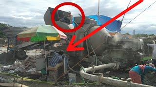 concrete machine accident, cement mixer machine accident