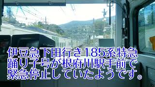 根府川駅での線路内立ち入りの影響で列車が遅れました。