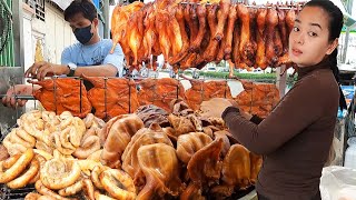 Delicious Cambodian Street Food - Braised Pork Duck Feet, BBQ Pork Intestine \u0026 More