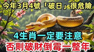 今年3月4號「破日」很危險，4生肖一定要注意，否則破財倒霉一整年！#生肖運勢#命理#風水#十二生肖#禅心语录#佛教