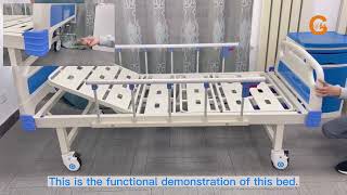 Two-function manual hospital bed function details display