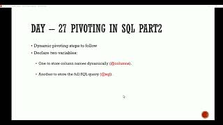 Day 27 | PIVOTING in SQL PART 2 | SQL ADVANCE