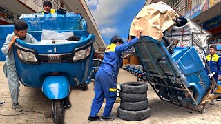 Afghani Little Boy Assembling TukTuk Rickshaws | How TukTuks Are Made in Afghanistan