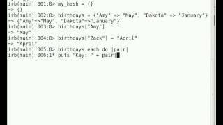 Programming With Ruby Episode 8, Hashes