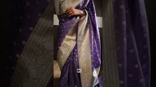 *A classic handloom handwoven katan silk saree in contrasting self woven shades