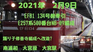 2021年2月9日　EF81143 号機牽引　E257系NB-09 編成AT入場　配給列車　修善寺編成へ改造？