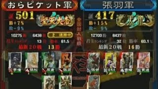 【三国志大戦３ 頂上対決】 おらピケット軍 VS 張羽軍 【2013-9-12】sangokushitaisen3