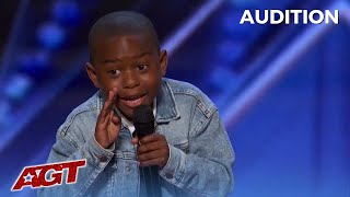 Lil Hunter Kelly: 7 Year Old Comedian UPSTAGES HIS DAD with his AGT Audition!