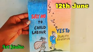 World Day Against Child Labour Drawing| how to draw Stop Child Labour Poster | Anti Child Labour Day