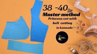 38-40 size Master method princess cut with belt cutting in kannada 🪡✂️ #blousecutting#kannada