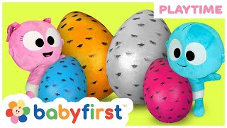 Educational videos for kids | Giant surprise egg w GooGoo & GaaGaa | Learning Shapes | BabyFirst TV