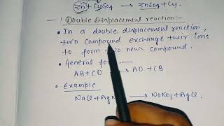 what is difference between displacement and double displacement reaction. write relevant equation