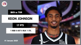 KEON JOHNSON 17 PTS vs TOR 01 Jan 24-25 BKN Highlights