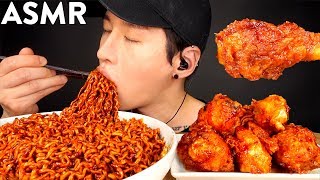 ASMR BLACK BEAN FIRE NOODLES & BBQ CHICKEN MUKBANG (No Talking) EATING SOUNDS | Zach Choi ASMR