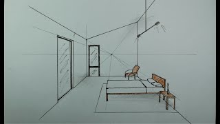 Architecture How to Draw Minimalist Bedroom in 1 Point Perspective