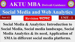 1| Social Media and Web Analytics, Social Media Landscape, Social Media Analytics,Application of SMA