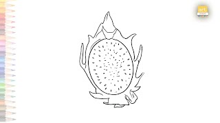 Dragon Fruit drawing | How to draw A Dragon Fruit step by step | Fruits drawing tutorials | easy art