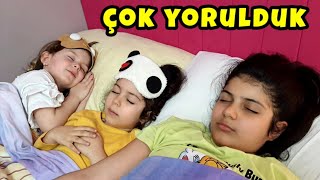 YAĞMUR YAPRAK VE ASLI ÇOK YORULDU BİRLİKTE UYUMAK İSTEDİ-ANNE KIZ TV