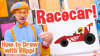 How to Draw a Racecar | Draw with Blippi! | Kids Art Videos | Drawing Tutorial