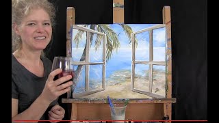 Tropical Window | Paint and Sip | Step by Step Acrylic Painting Tutorial