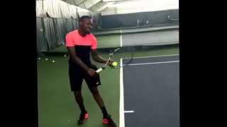 Working on my tennis game,, first serve 120 mph!!!