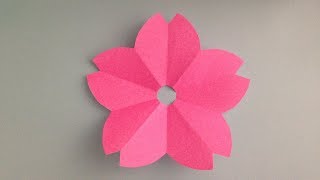 折り紙　桜の花　簡単な切り方 Origami sakura flower