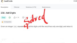 [Hindi] 258. Add Digits | Leetcode Easy | Most Optimised Solution