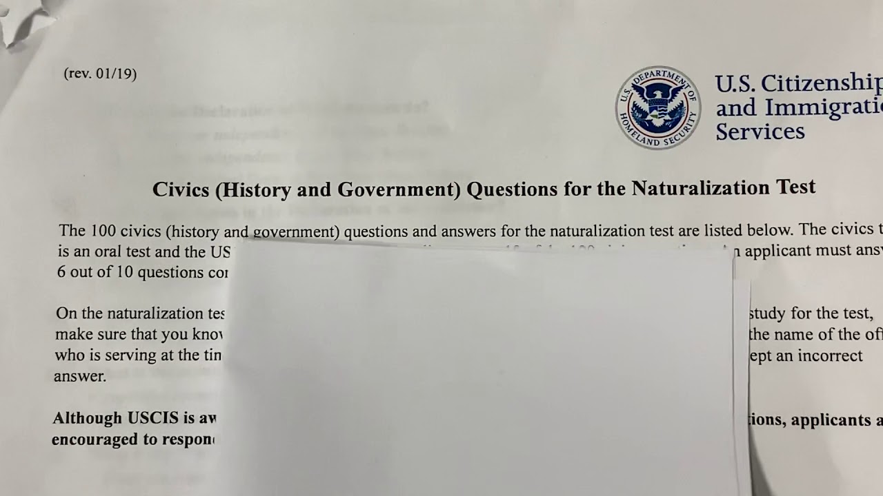 Naturalization Test Questions 1-10 - YouTube