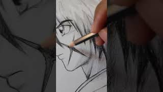 Pencil Drawing of Kenshin Himura #shorts #drawing #anime