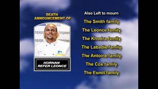 Hornan Refer Leonce ~ Long Obituary