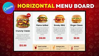 Create a Horizontal Digital Menu Board in Canva for Restaurants